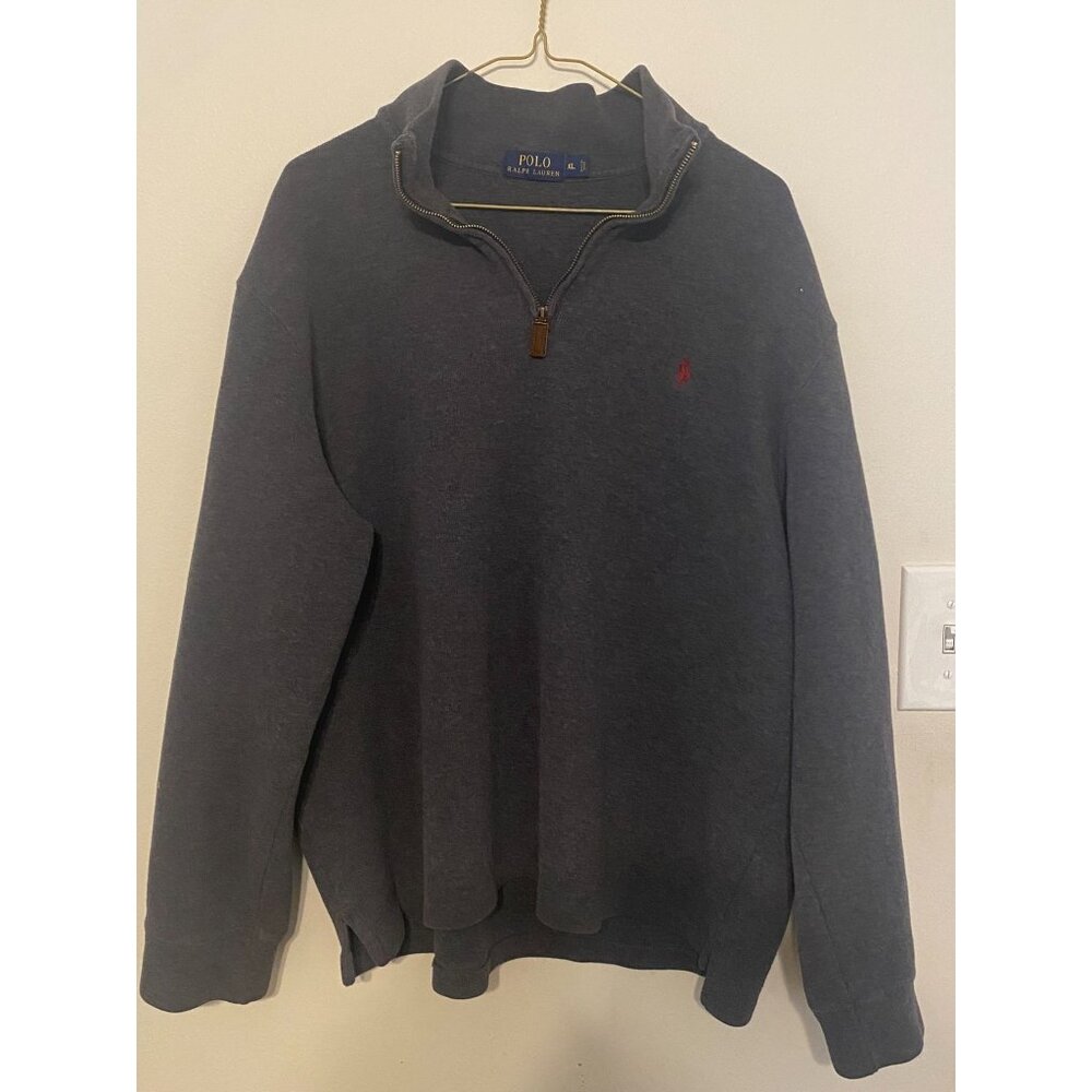 Men's Polo Ralph‎ Lauren PRL Gray Red Pony 100% Cotton 1/4 Zip Pullover Size XL